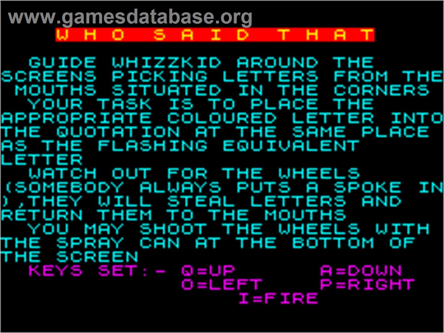 Who Said That? - Sinclair ZX Spectrum - Artwork - Title Screen