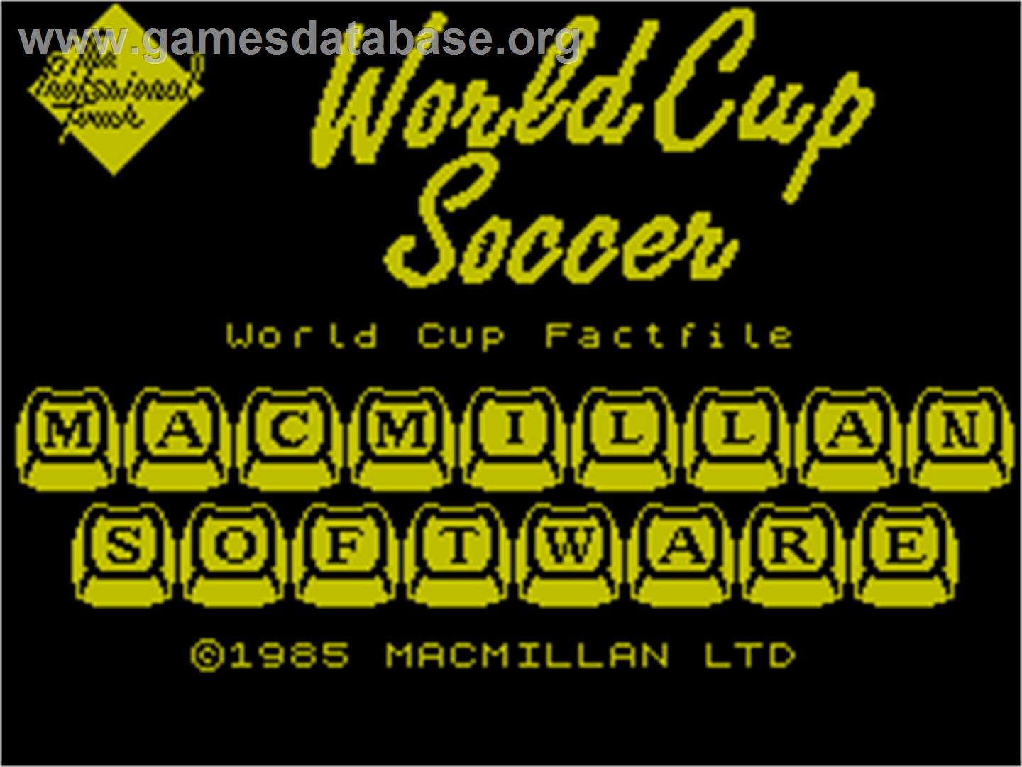 World Class Soccer - Sinclair ZX Spectrum - Artwork - Title Screen
