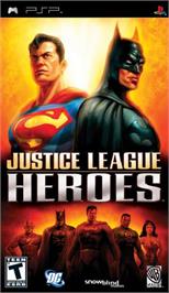 Box cover for Justice League Heroes on the Sony PSP.