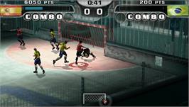 In game image of FIFA Street 2 on the Sony PSP.