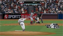 In game image of Major League Baseball 2K8 on the Sony PSP.