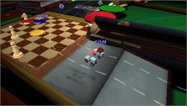 In game image of Micro Machines V4 on the Sony PSP.