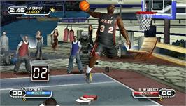 In game image of NBA Ballers: Rebound on the Sony PSP.