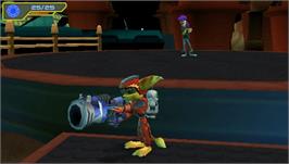 In game image of Ratchet & Clank: Size Matters on the Sony PSP.