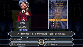 In game image of Who Wants to be a Millionaire: Party Edition on the Sony PSP.
