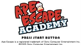 Title screen of Ape Escape Academy on the Sony PSP.