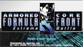 Title screen of Armored Core: Formula Front - Extreme Battle on the Sony PSP.
