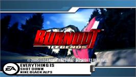 Title screen of Burnout Legends on the Sony PSP.
