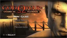 Title screen of God of War: Chains of Olympus on the Sony PSP.