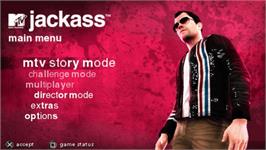 Title screen of Jackass: The Game on the Sony PSP.