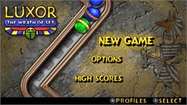 Title screen of Luxor: The Wrath of Set on the Sony PSP.