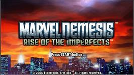 Title screen of Marvel Nemesis: Rise of the Imperfects on the Sony PSP.