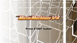Title screen of Micro Machines V4 on the Sony PSP.