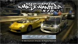 Title screen of Need for Speed: Most Wanted 5-1-0 on the Sony PSP.
