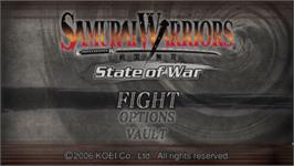 Title screen of Samurai Warriors: State of War on the Sony PSP.