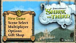 Title screen of Shrek the Third on the Sony PSP.