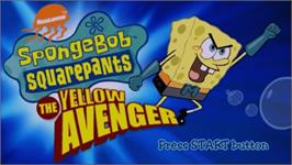 Title screen of SpongeBob SquarePants: The Yellow Avenger on the Sony PSP.