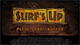 Title screen of Surf's Up on the Sony PSP.