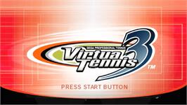 Title screen of Virtua Tennis 3 on the Sony PSP.