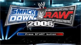 Title screen of WWE Smackdown vs. Raw 2006 on the Sony PSP.