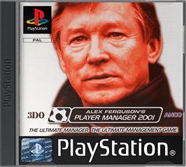 Box cover for Alex Ferguson's Player Manager 2001 on the Sony Playstation.