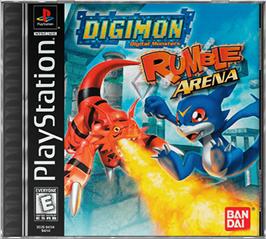 Box cover for Digimon Rumble Arena on the Sony Playstation.