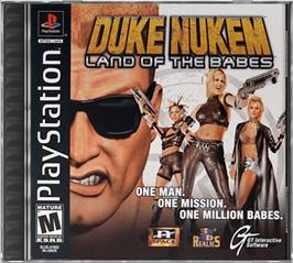Box cover for Duke Nukem: Land of the Babes on the Sony Playstation.