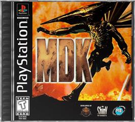 Box cover for MDK on the Sony Playstation.