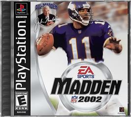 Box cover for Madden NFL 2002 on the Sony Playstation.