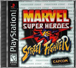 Box cover for Marvel Super Heroes Vs. Street Fighter on the Sony Playstation.