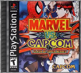 Box cover for Marvel vs. Capcom: Clash of Super Heroes on the Sony Playstation.