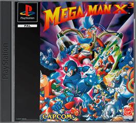 Box cover for Mega Man X3 on the Sony Playstation.