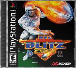 Box cover for NFL Blitz 2001 on the Sony Playstation.