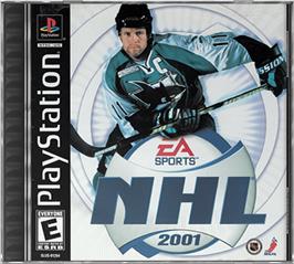 Box cover for NHL 2001 on the Sony Playstation.