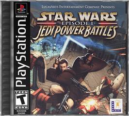 Box cover for Star Wars: Episode I - Jedi Power Battles on the Sony Playstation.
