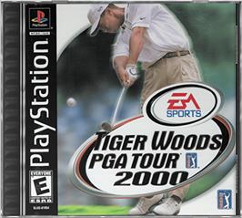 Box cover for Tiger Woods PGA Tour 2000 on the Sony Playstation.