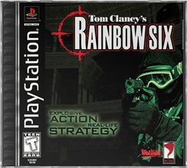 Box cover for Tom Clancy's Rainbow Six on the Sony Playstation.
