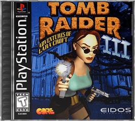 Box cover for Tomb Raider III: Adventures of Lara Croft on the Sony Playstation.