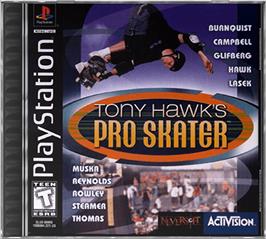 Box cover for Tony Hawk's Pro Skater on the Sony Playstation.