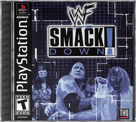 Box cover for WWF Smackdown! on the Sony Playstation.