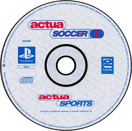 Artwork on the Disc for Actua Soccer 3 on the Sony Playstation.