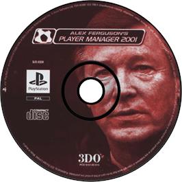 Artwork on the Disc for Alex Ferguson's Player Manager 2001 on the Sony Playstation.