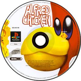 Artwork on the Disc for Alfred Chicken on the Sony Playstation.