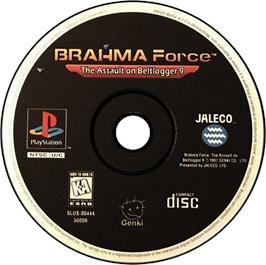 Artwork on the Disc for BRAHMA Force: The Assault on Beltlogger 9 on the Sony Playstation.