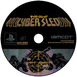 Artwork on the Disc for Cyber Sled on the Sony Playstation.