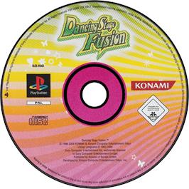 Artwork on the Disc for Dancing Stage Fusion on the Sony Playstation.