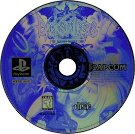 Artwork on the Disc for Darkstalkers: The Night Warriors on the Sony Playstation.