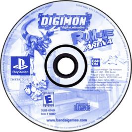 Artwork on the Disc for Digimon Rumble Arena on the Sony Playstation.