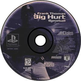 Artwork on the Disc for Frank Thomas Big Hurt Baseball on the Sony Playstation.