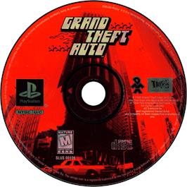 Artwork on the Disc for Grand Theft Auto on the Sony Playstation.